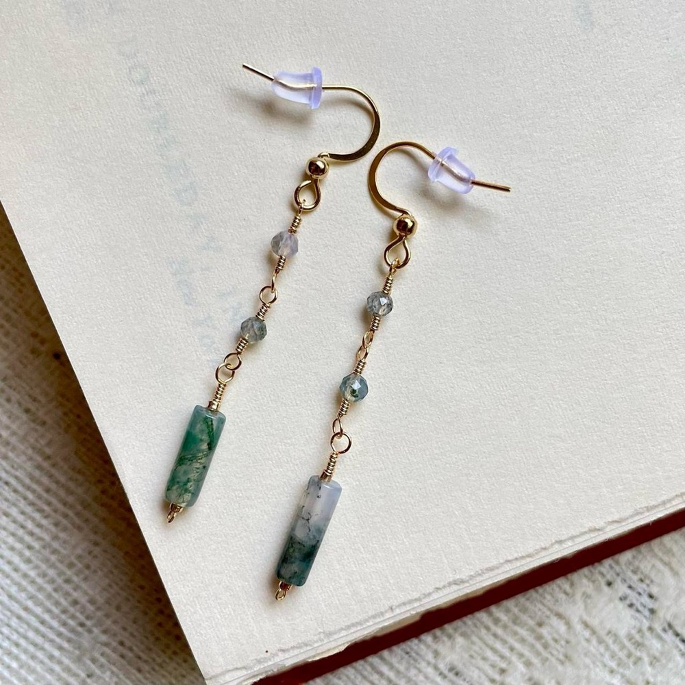 🚫SOLD🚫 Moss agate dangle earrings